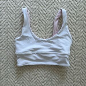 White and pink reverse Lululemon bra